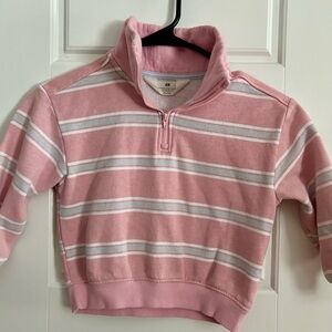 H&M Kids Light Pink Striped 1/4 Zip Pullover